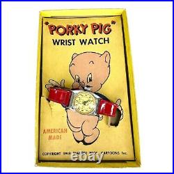 RARE 1949 Warner Bros Cartoons Porky Pig Watch Ingraham in Original Box Works68