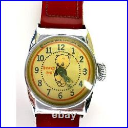 RARE 1949 Warner Bros Cartoons Porky Pig Watch Ingraham in Original Box Works68