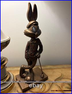 RARE 1997 Bugs Bunny Golfer Statue Austin Sculpture Warner Bros SOLID CAST METAL