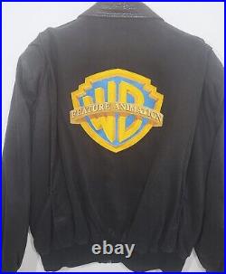 RARE 90s Vintage Warner Brothers Crew Jacket Feature Animation Embroidered Back