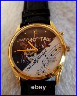 RARE Armitron Looney Tunes 1994 Happy 40th TAZ Musical Quartz Watch & Case