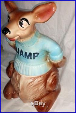 RARE Champ Kangaroo Cookie Jar Deforest Pottery Warner Bros Blue Sweater SCARCE