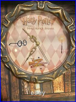 RARE Harry Potter & the Sorcerer's Stone Wall Clock 2001Glasses, Wand, & Nimbus