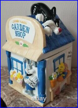 RARE Looney Tunes Garden Shop Cookie Jar Warner Bros Brothers 1997 Bugs Sylveste