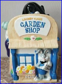 RARE Looney Tunes Garden Shop Cookie Jar Warner Bros Brothers 1997 Bugs Sylveste