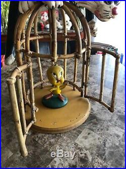 RARE Looney Tunes SYLVESTER the CAT & TWEETY BIRD Bamboo Cage Display 11