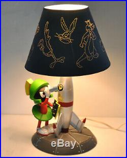 RARE Marvin the Martian Desk Lamp & Shade Rocket Telescope Looney Tunes