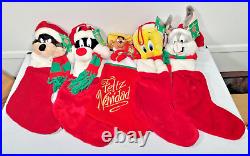 RARE NEW with Tags WB Studios Looney Tunes Christmas Stockings Set of 5