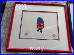 RARE Pair Friz Freleng Signed Hand-Painted Animation Cels Yosemite Sam & Taz