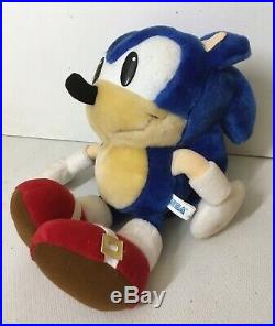 RARE Sonic the Hedgehog SEGA Vintage Large 14 Fuzzy Plush Gold Shoe Buckle toy