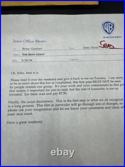 RARE THE IRON GIANT WARNER BROS. TREATMENT SCRIPT VISUAL PRODUCTION CREW #'d