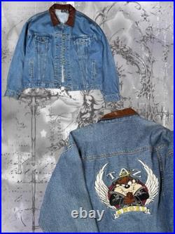 RARE VINTAGE Tasmanian Devil Denim Jacket 1996 Size XL Warner Bros Taz Angel RARE VINTAGE Tasmanian Devil Denim Jacket 1996 Size XL Warner Bros Taz Angel