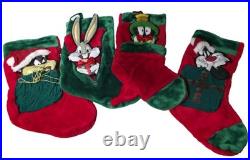 RARE! VTG Looney Tunes Stocking Set 1990s Warner Bros Bugs Taz martian Sylvester