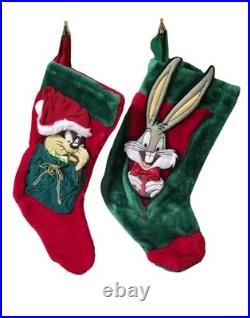 RARE! VTG Looney Tunes Stocking Set 1990s Warner Bros Bugs Taz martian Sylvester