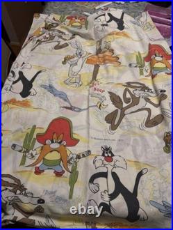 RARE Vintage 1977 Warner Bros Looney Tunes Twin Bed Sheet Set 4pc Western Prints