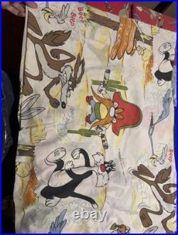 RARE Vintage 1977 Warner Bros Looney Tunes Twin Bed Sheet Set 4pc Western Prints