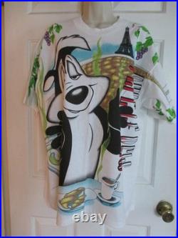 RARE Vintage 1993 Wild Oats AOP art PEPE LE PEU T-shirt Sz. XL WARNER BROS 90's RARE Vintage 1993 Wild Oats AOP art PEPE LE PEU T-shirt Sz. XL WARNER BROS 90's