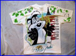 RARE Vintage 1993 Wild Oats AOP art PEPE LE PEU T-shirt Sz. XL WARNER BROS 90's RARE Vintage 1993 Wild Oats AOP art PEPE LE PEU T-shirt Sz. XL WARNER BROS 90's