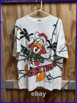 RARE Vintage 1994 Warner Bros. Daffy Duck theasons greetings AOP Tee