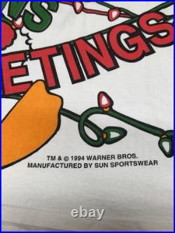 RARE Vintage 1994 Warner Bros. Daffy Duck theasons greetings AOP Tee