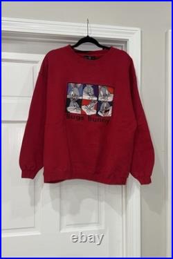 RARE Vintage 1995 Warner Bros Studio Store Bugs Bunny Embroidered Sweatshirt