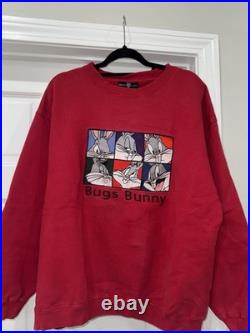 RARE Vintage 1995 Warner Bros Studio Store Bugs Bunny Embroidered Sweatshirt