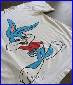 RARE Vintage 90s Warner Bros Looney Tunes Tiny Toons Buster Bunny AOP Dbl Sd XL