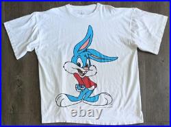RARE Vintage 90s Warner Bros Looney Tunes Tiny Toons Buster Bunny AOP Dbl Sd XL