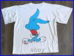 RARE Vintage 90s Warner Bros Looney Tunes Tiny Toons Buster Bunny AOP Dbl Sd XL
