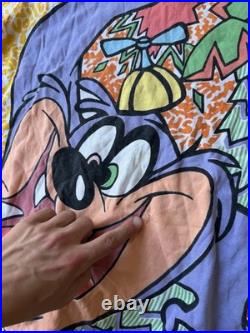 RARE Vintage 90s Warner Bros Looney Tunes Tiny Toons Dizzy Devil AOP Dbl Side L