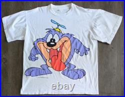 RARE Vintage 90s Warner Bros Looney Tunes Tiny Toons Dizzy Devil AOP Dbl Side XL
