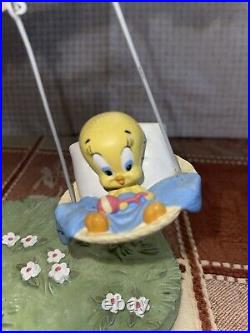 RARE Vintage Baby Looney Tunes TWEETY on a swing Statue Figurine