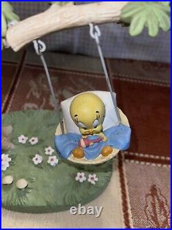 RARE Vintage Baby Looney Tunes TWEETY on a swing Statue Figurine