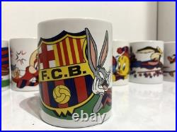 RARE Vintage Looney Tunes Mugs x 9 FC Barcelona Taz Bugs Soccer 1997 Warner Bros