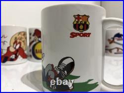 RARE Vintage Looney Tunes Mugs x 9 FC Barcelona Taz Bugs Soccer 1997 Warner Bros