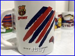 RARE Vintage Looney Tunes Mugs x 9 FC Barcelona Taz Bugs Soccer 1997 Warner Bros
