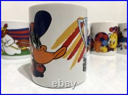 RARE Vintage Looney Tunes Mugs x 9 FC Barcelona Taz Bugs Soccer 1997 Warner Bros