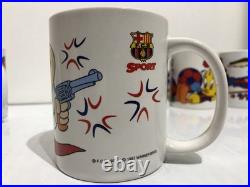 RARE Vintage Looney Tunes Mugs x 9 FC Barcelona Taz Bugs Soccer 1997 Warner Bros