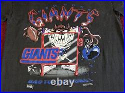 RARE Vintage New York Giants NFL Taz L Shirt Warner Bros Faded Single Stitch