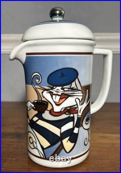 RARE Vtg 1995 Warner Bros. Studios BUGS BUNNY Graphic Ceramic French Press Set