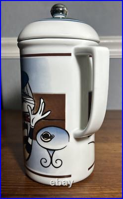 RARE Vtg 1995 Warner Bros. Studios BUGS BUNNY Graphic Ceramic French Press Set