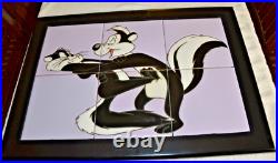 RARE! Vtg RTK Tile Studio 8 x 8'' Tiles For Warner Bros PEPE LE PEW Framed