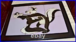 RARE! Vtg RTK Tile Studio 8 x 8'' Tiles For Warner Bros PEPE LE PEW Framed