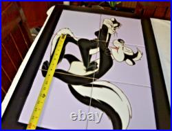 RARE! Vtg RTK Tile Studio 8 x 8'' Tiles For Warner Bros PEPE LE PEW Framed