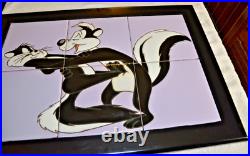 RARE! Vtg RTK Tile Studio 8 x 8'' Tiles For Warner Bros PEPE LE PEW Framed