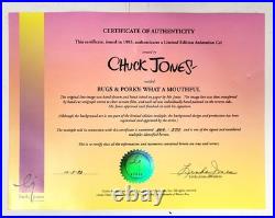 RARE Warner Bros WHAT MOUTHFUL Cel BUGS BUNNY PORKY PIG by CHUCK JONES 344/500