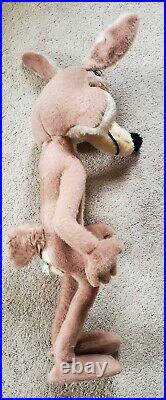 RARE Wile E Coyote Warner Bros Mighty Star Plush Poseable Vintage Looney Tunes