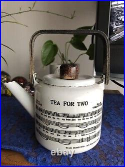 Rare 1924 Warner Bros. Inc. Enamel'Tea For Two' Tea Kettle withwooden handle