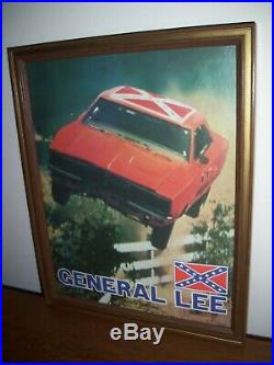 Rare 1981 Dukes Of Hazzard General Lee 12 X 15 Textured Fiberboard Framed Print