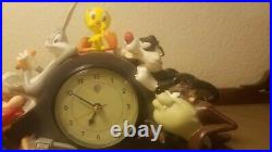 Rare 1994 Warner Bros Mantle Clock Working Bugs Tweety Tazz Sam REPAIRED